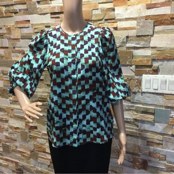 HUNTER BELL Finley Blouse - Subway Tile - Picture 1 of 12